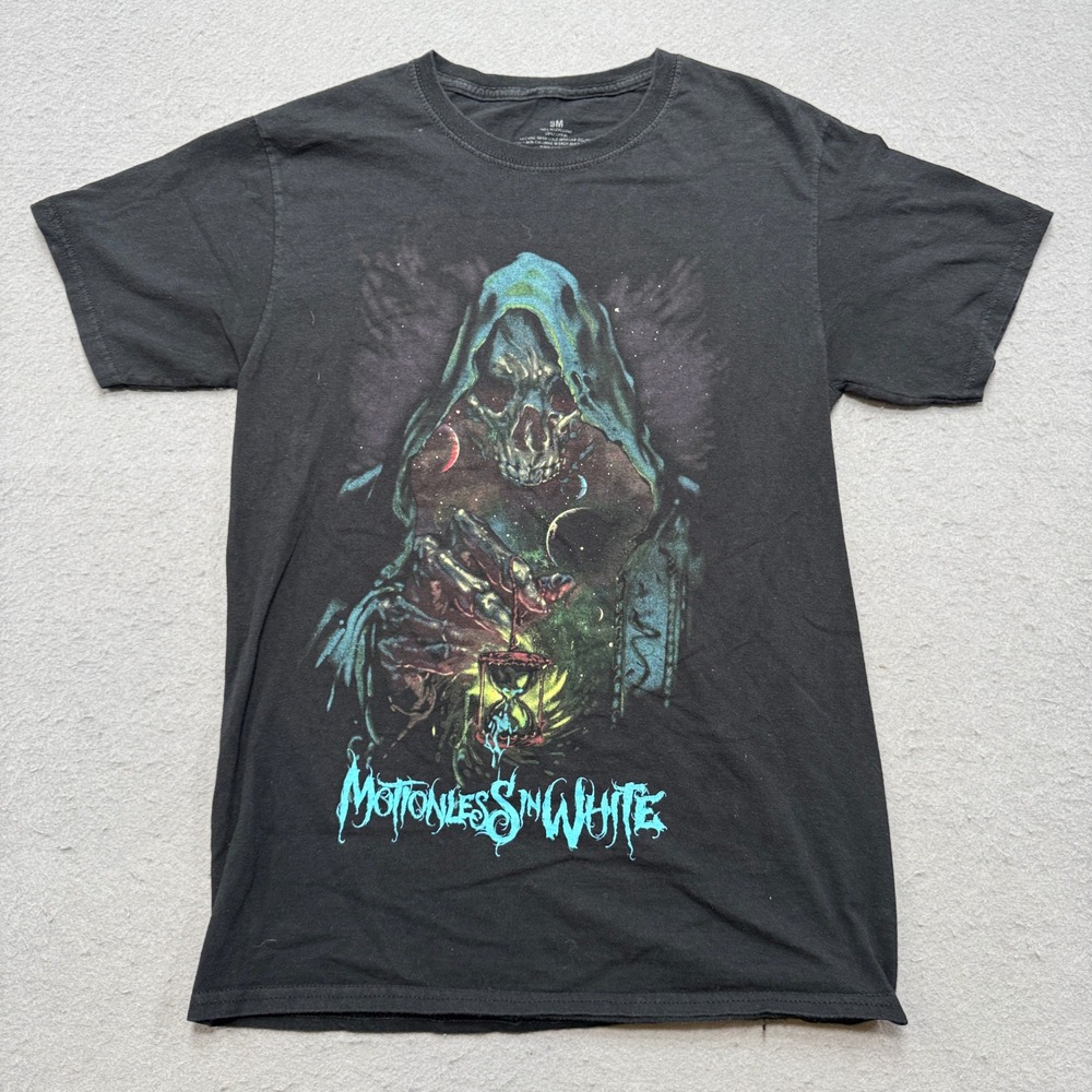 Motionless In White T-Shirt Men's Small Black Grim Reaper Hourglass Death Metal